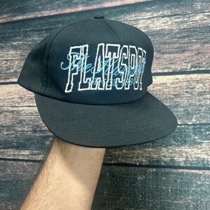Black Flatspot Cap with Blue Embroidery